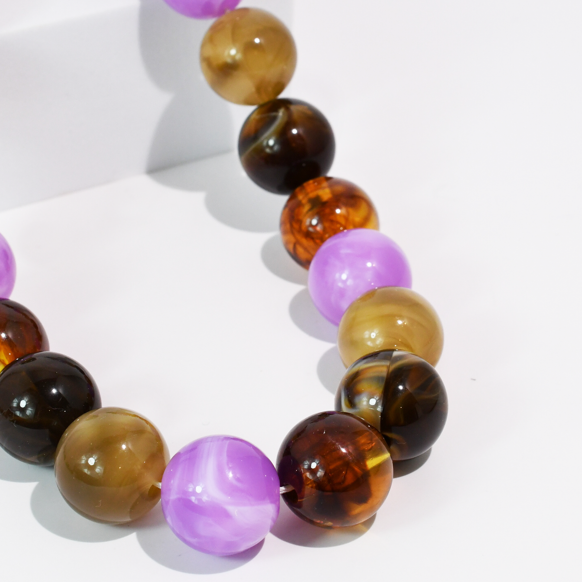 Tortoise & Lilac Beaded Statement Necklace