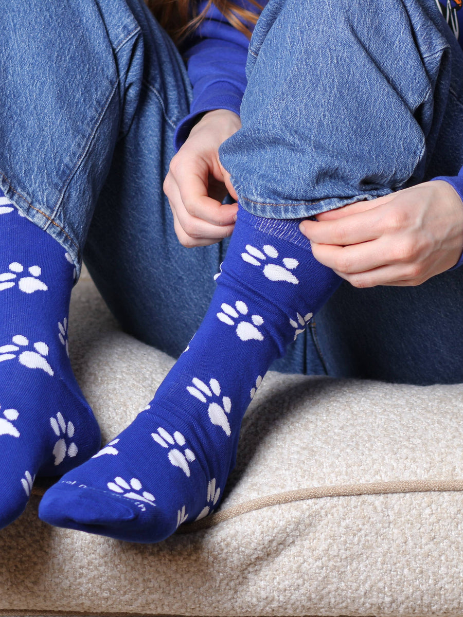 Blue Paw Print Socks