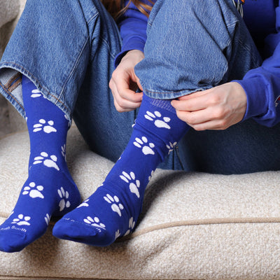 Blue Paw Print Socks