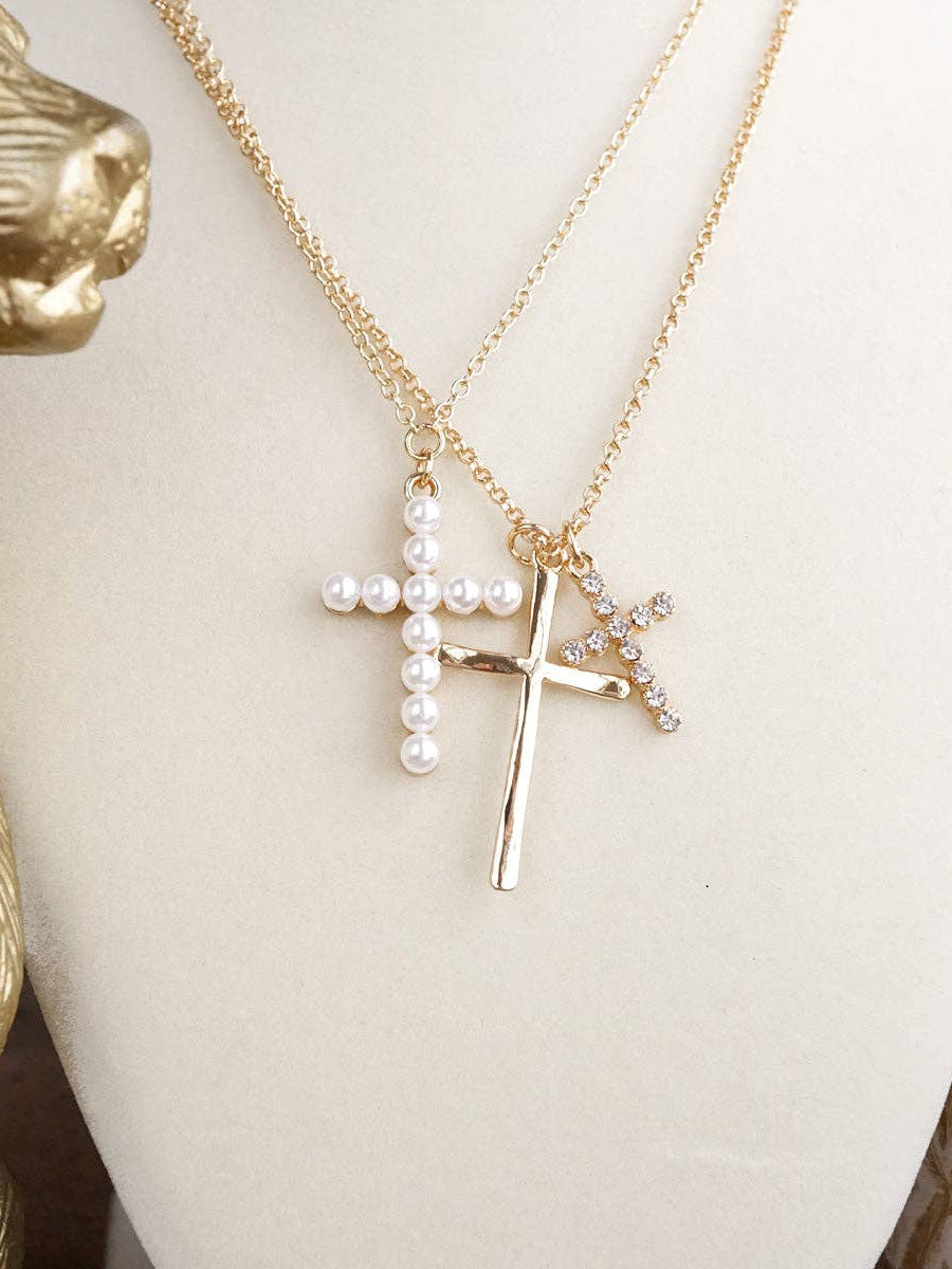 Sacred Layers – Multi Cross Pendant Necklace