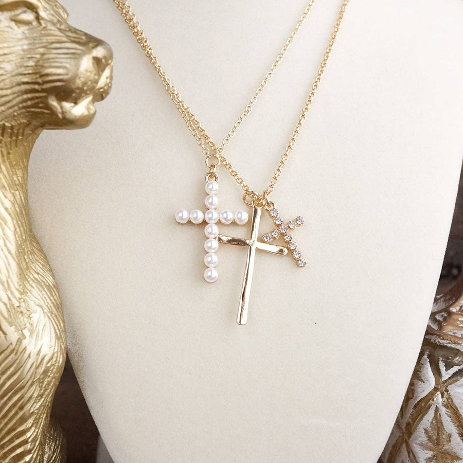 Sacred Layers – Multi Cross Pendant Necklace