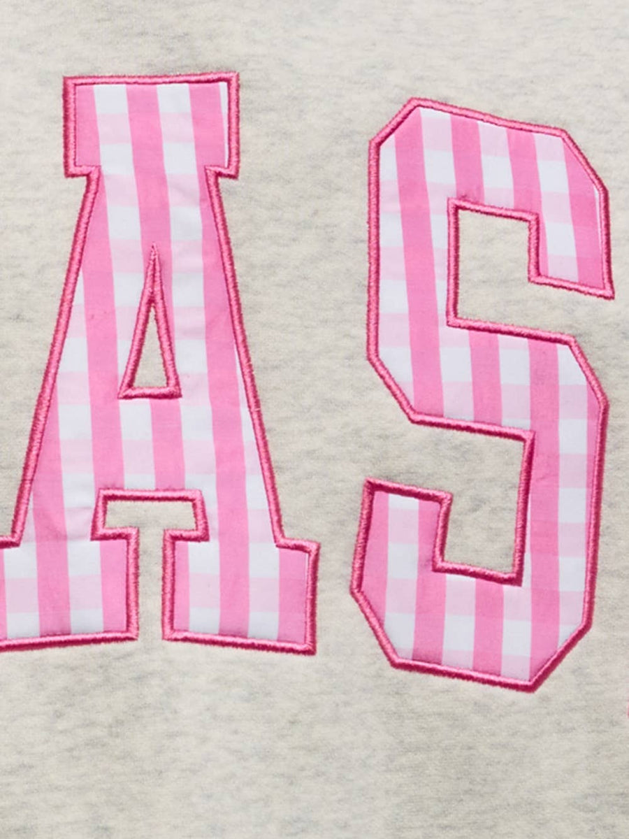 Pink Gingham NASH Oversized Mock Neck Sweatshirt