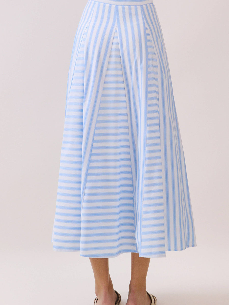 Striped A Line Midi Skirt