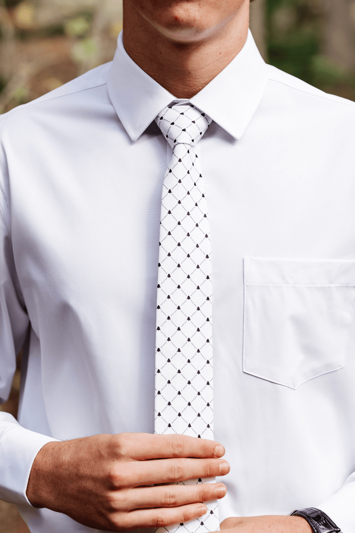 White Christmas Tree Pattern Necktie
