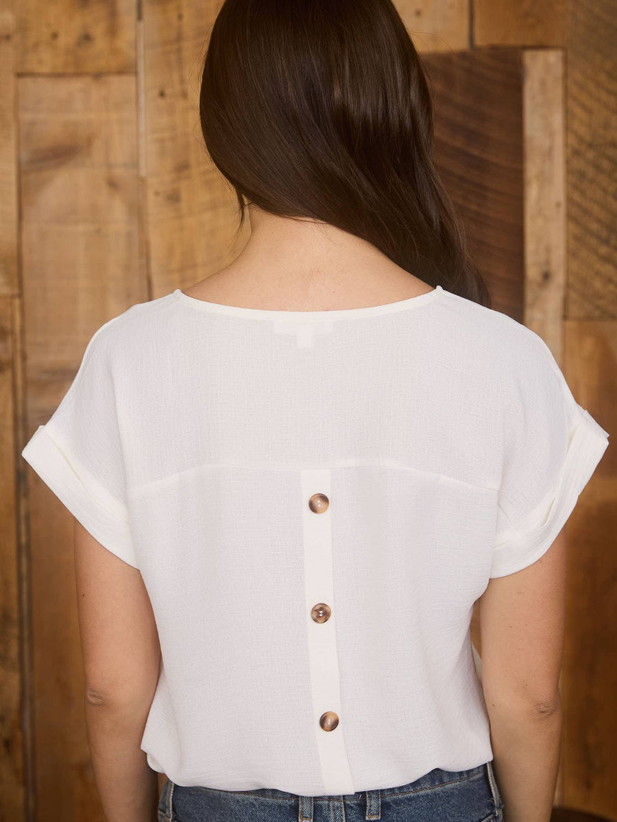 Short sleeve split neck top