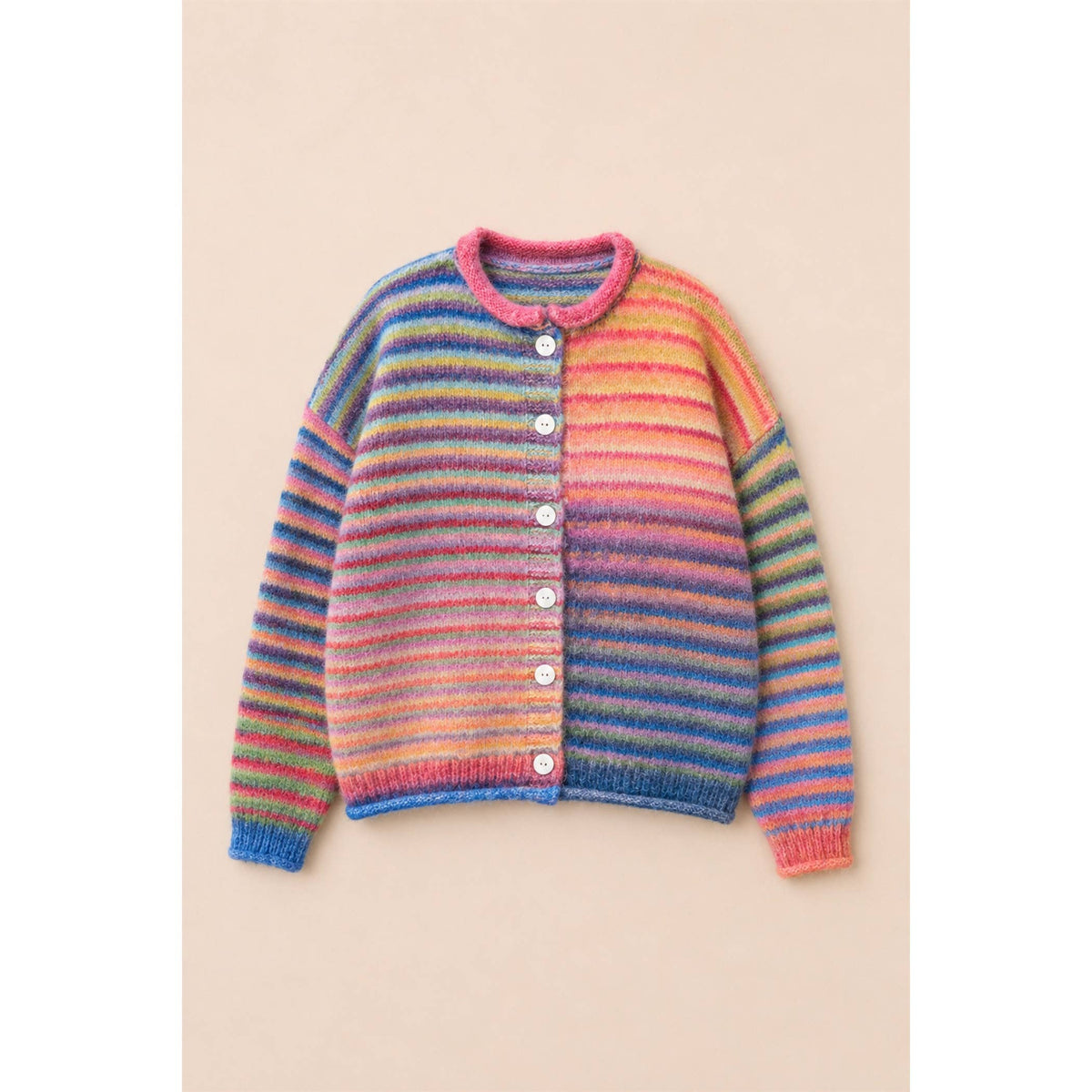 Multicolor Striped Button-Front Cardigan