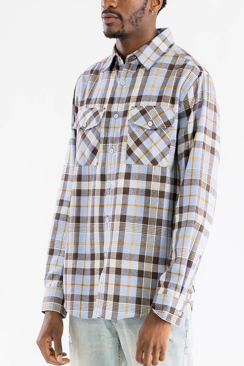 Men's Classic Plaid Button-Down Flannel Shirt