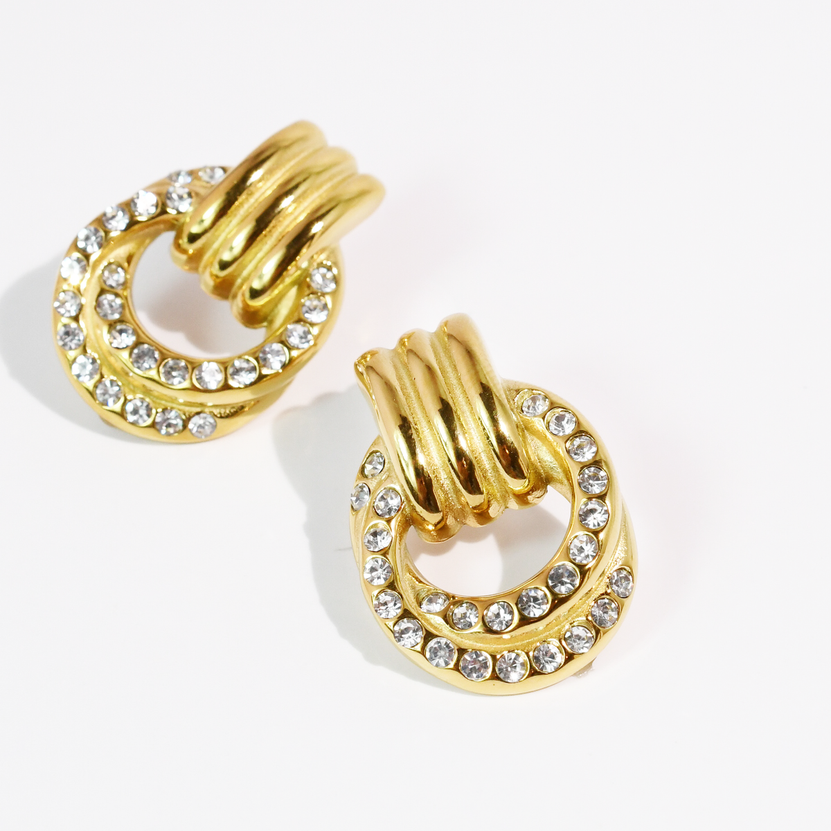 Waterproof Crystal Double Hoop Earrings