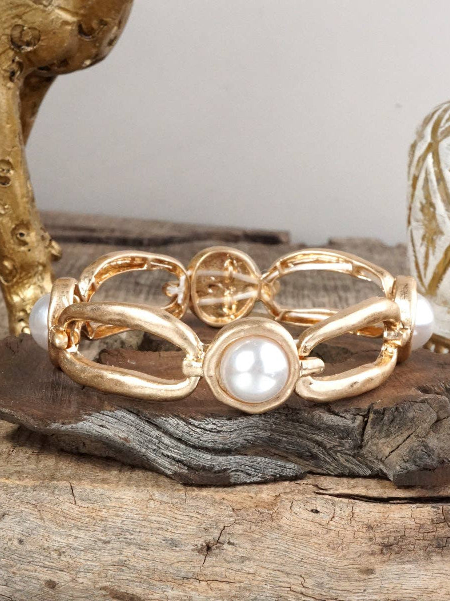 Stretchy Bangle with Pearls