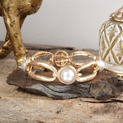 Stretchy Bangle with Pearls