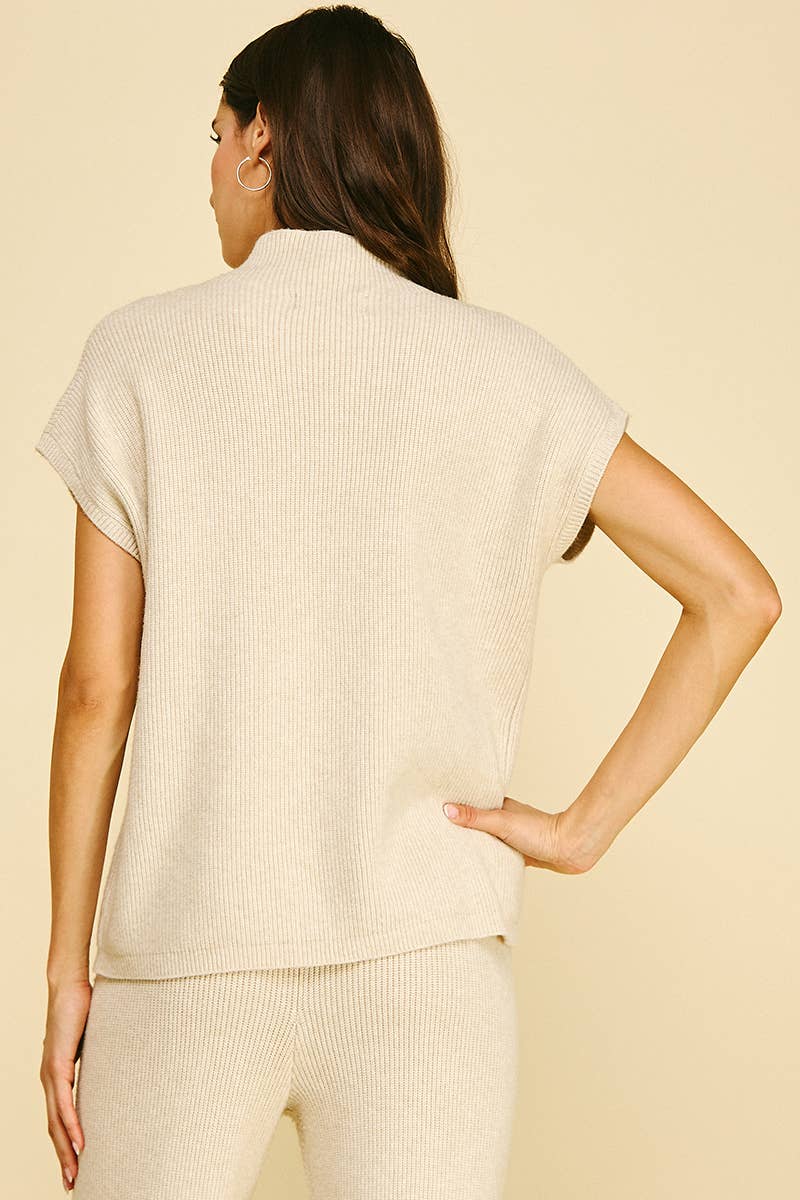 Oatmeal Mock Neck Sweater