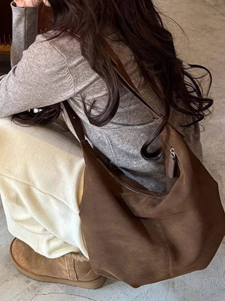 Suede vintage shoulder messenger bag