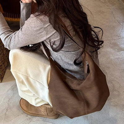 Suede vintage shoulder messenger bag