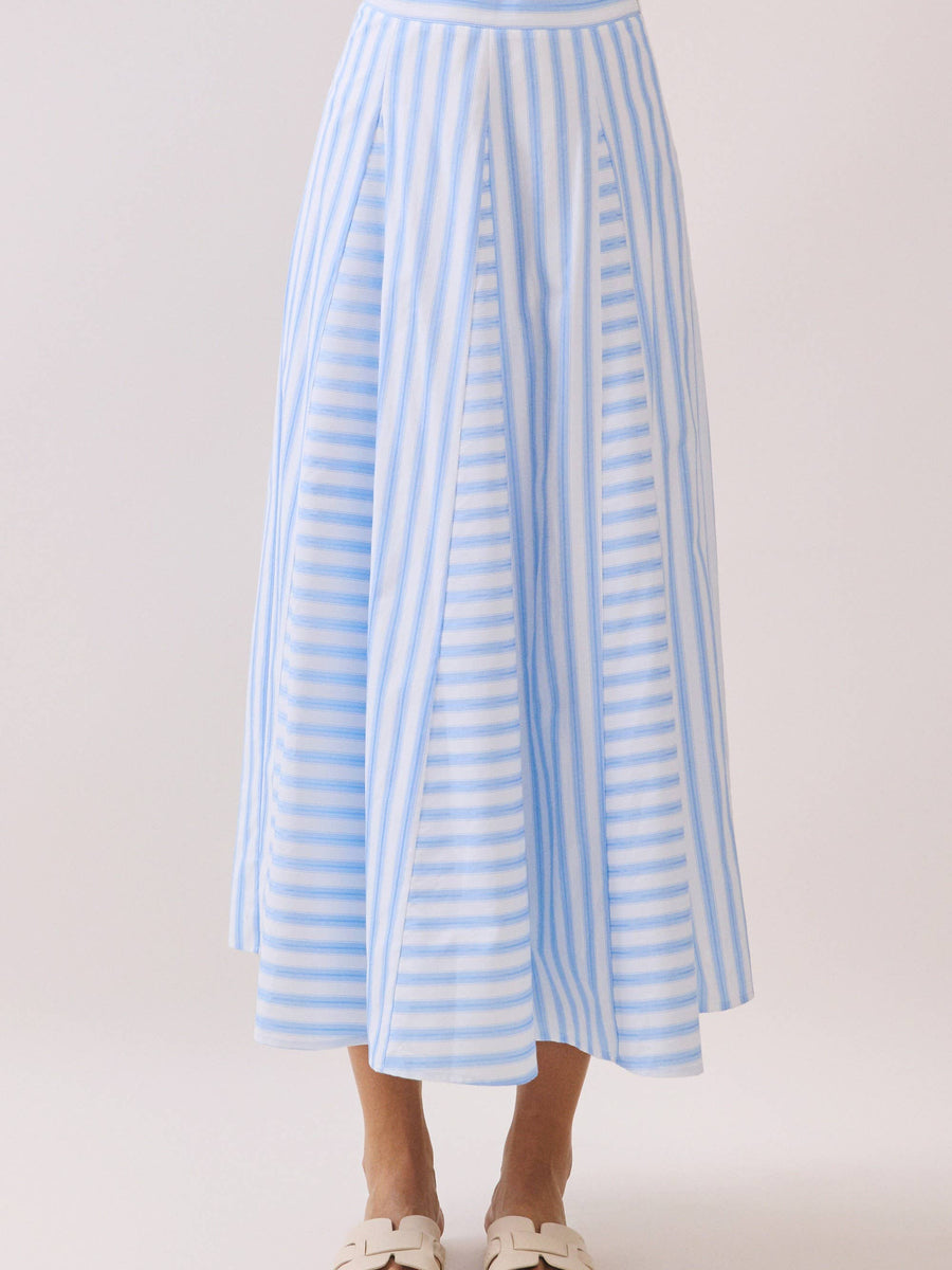 Striped A Line Midi Skirt