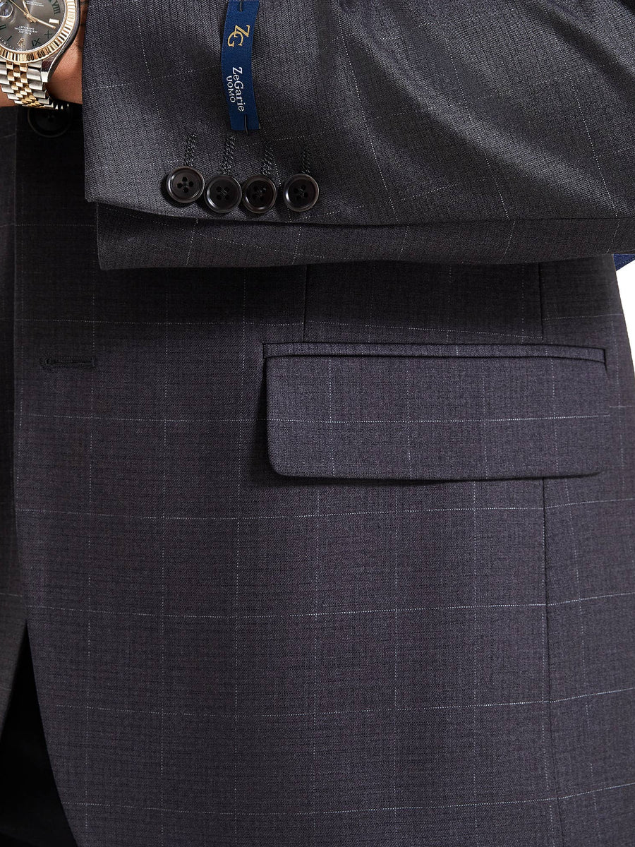 Men’s Tailored-Fit Solid Windowpane Blazer
