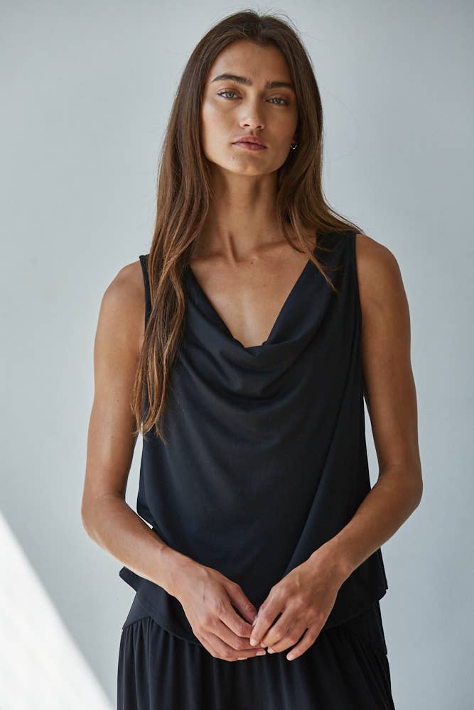 Sleeveless Cowl Neck Top