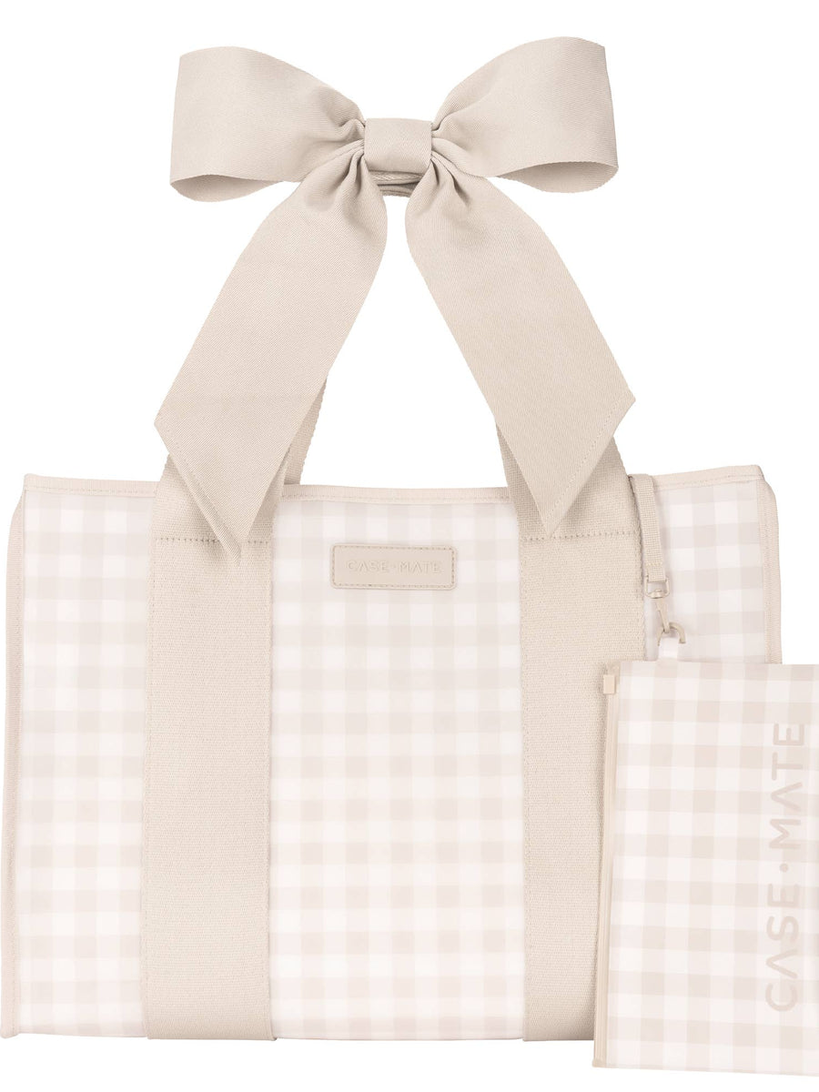 Case-Mate Latte Gingham Bow Jelly Tote Bag