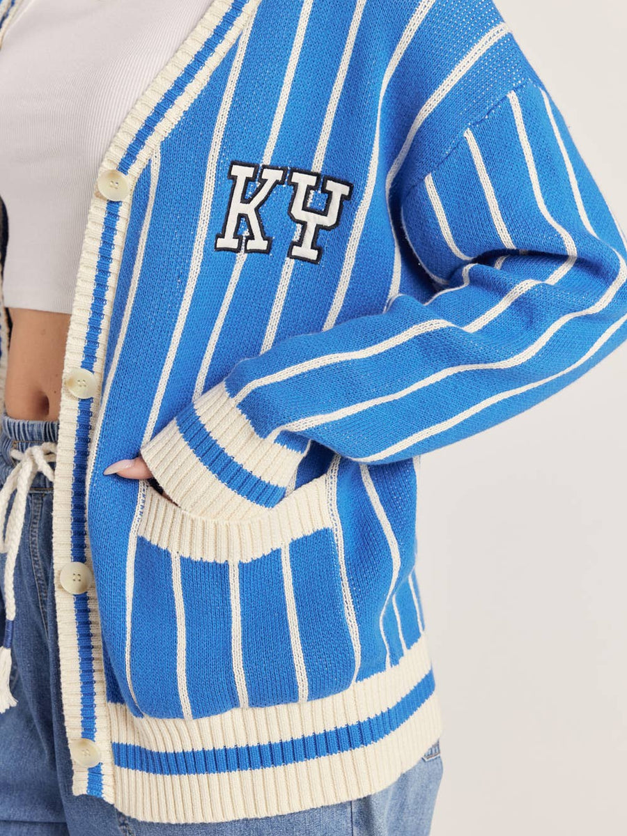 Kentucky Blue Striped Varsity Cardigan