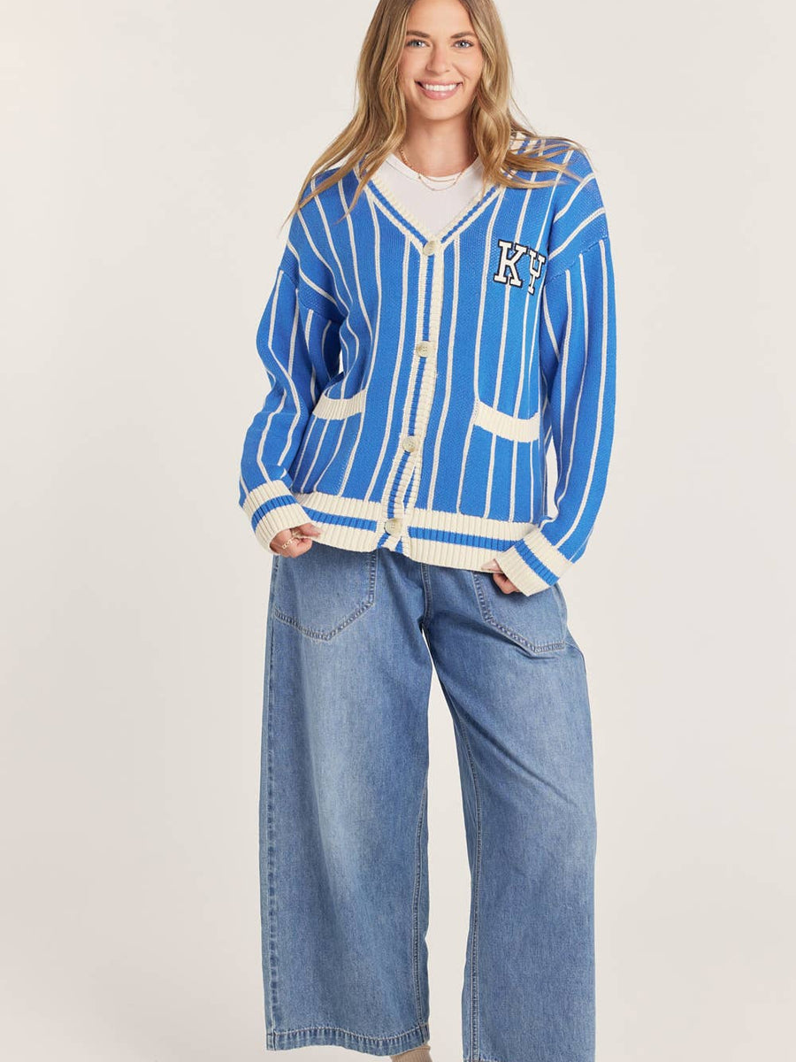 Kentucky Blue Striped Varsity Cardigan