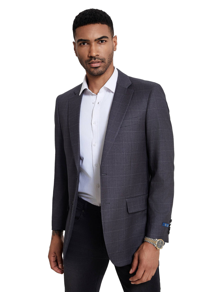 Men’s Tailored-Fit Solid Windowpane Blazer