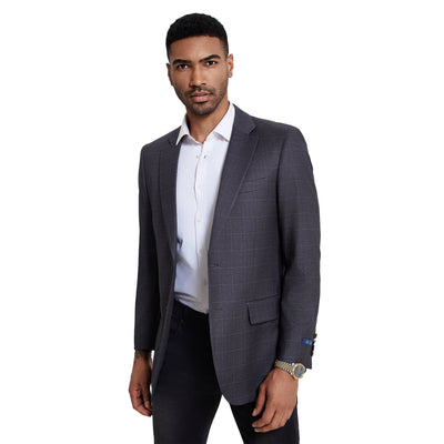 Men’s Tailored-Fit Solid Windowpane Blazer