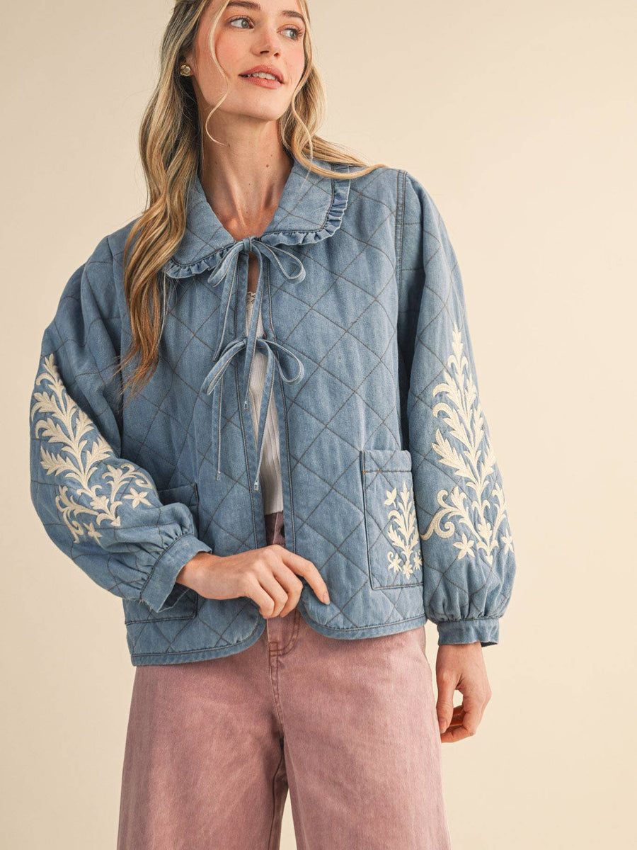 Quilted Jacket with Embroidery