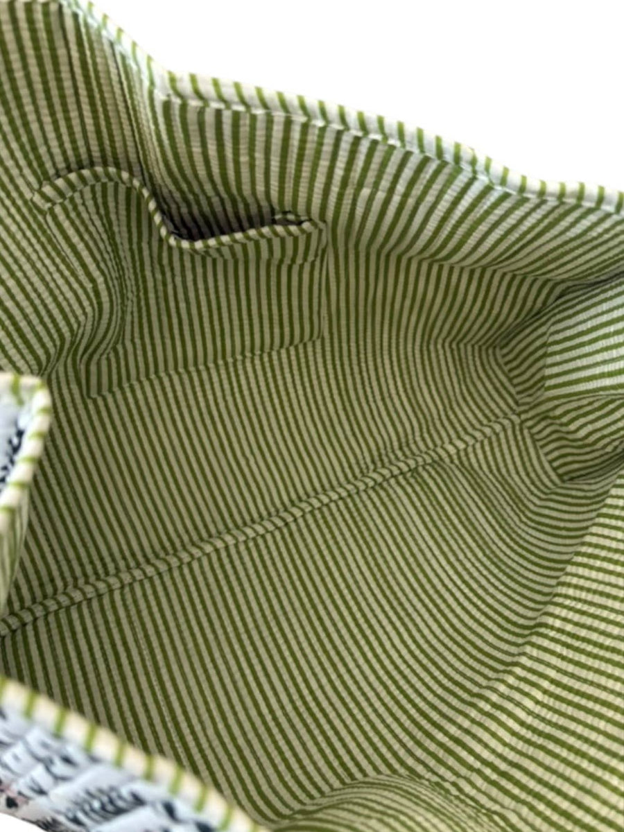 Camila Green Leaf Floral Tote Bag