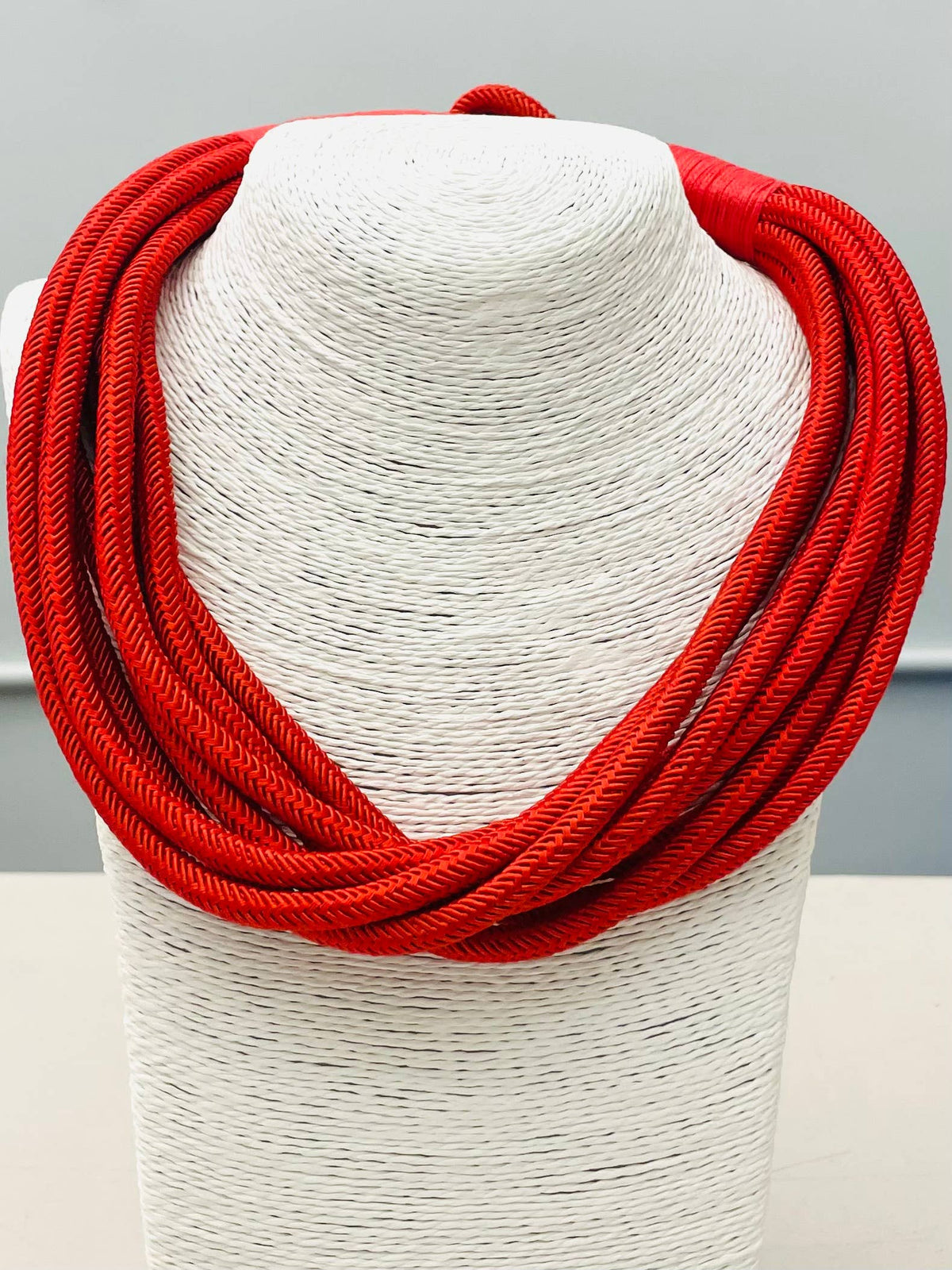 Statement Multi-Strand Cord Necklace – Red