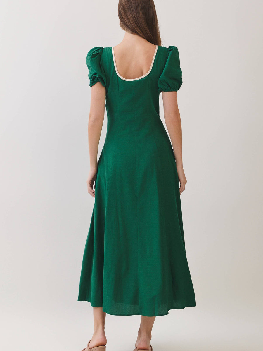 Emerald Green Embroidered Maxi Dress