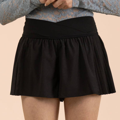 Black High-Waisted Pleated Skort