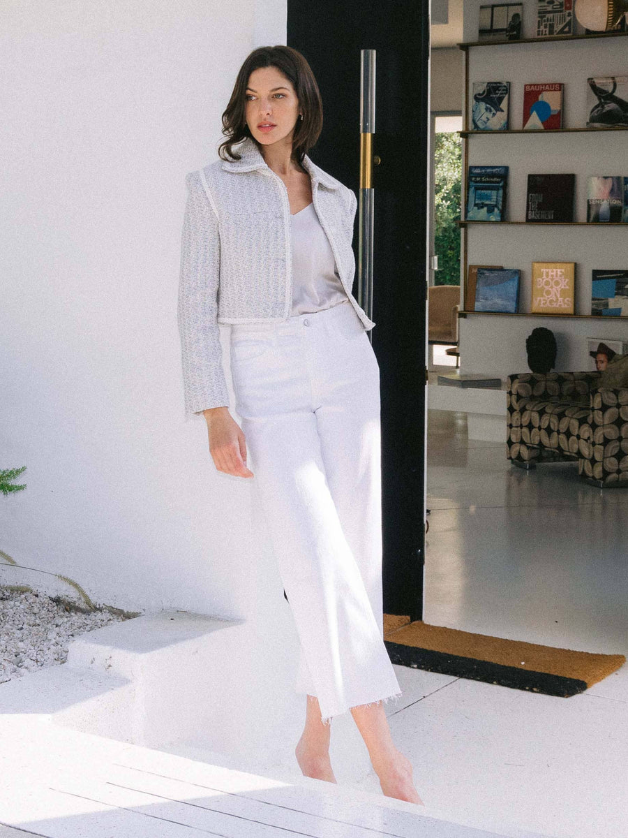 HIGH RISE OPTIC WHITE CROP WIDE LEG JEANS