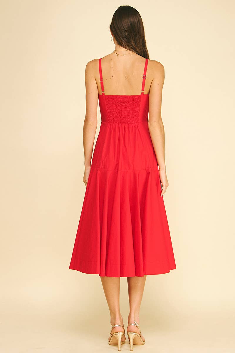 Halter Neck Smocked Back Midi Dress