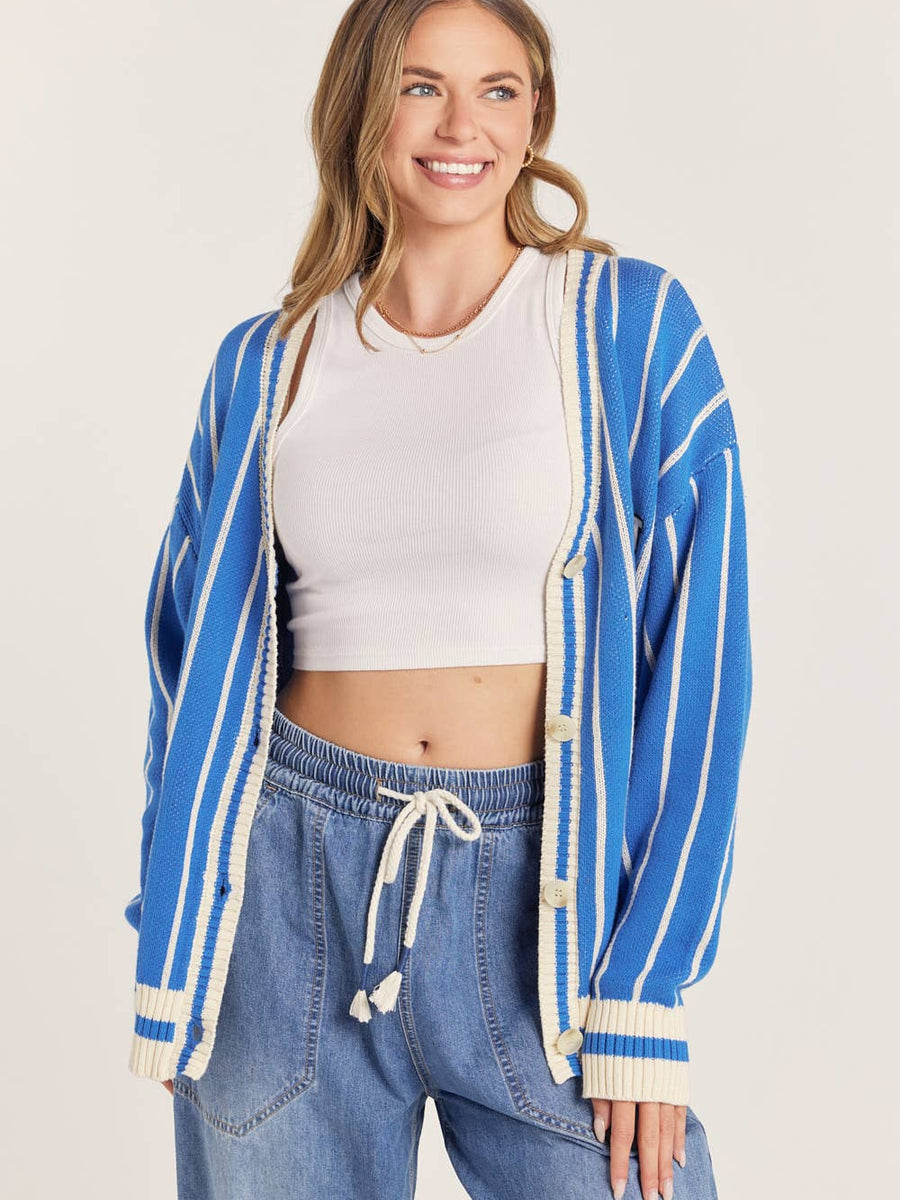 Kentucky Blue Striped Varsity Cardigan