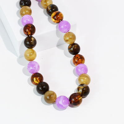 Tortoise & Lilac Beaded Statement Necklace