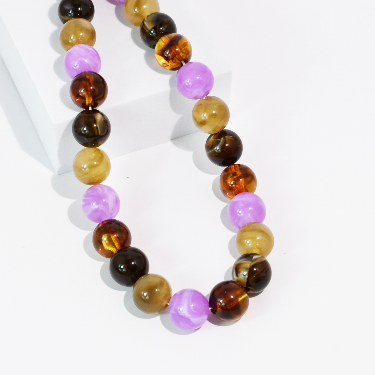 Tortoise & Lilac Beaded Statement Necklace