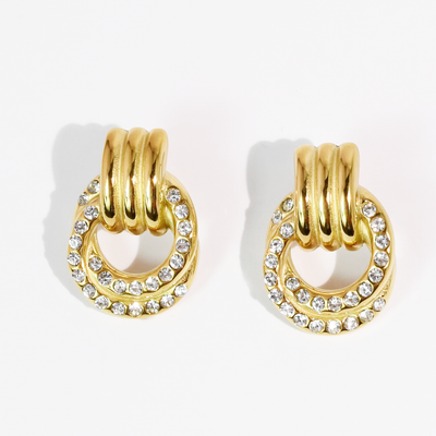 Waterproof Crystal Double Hoop Earrings
