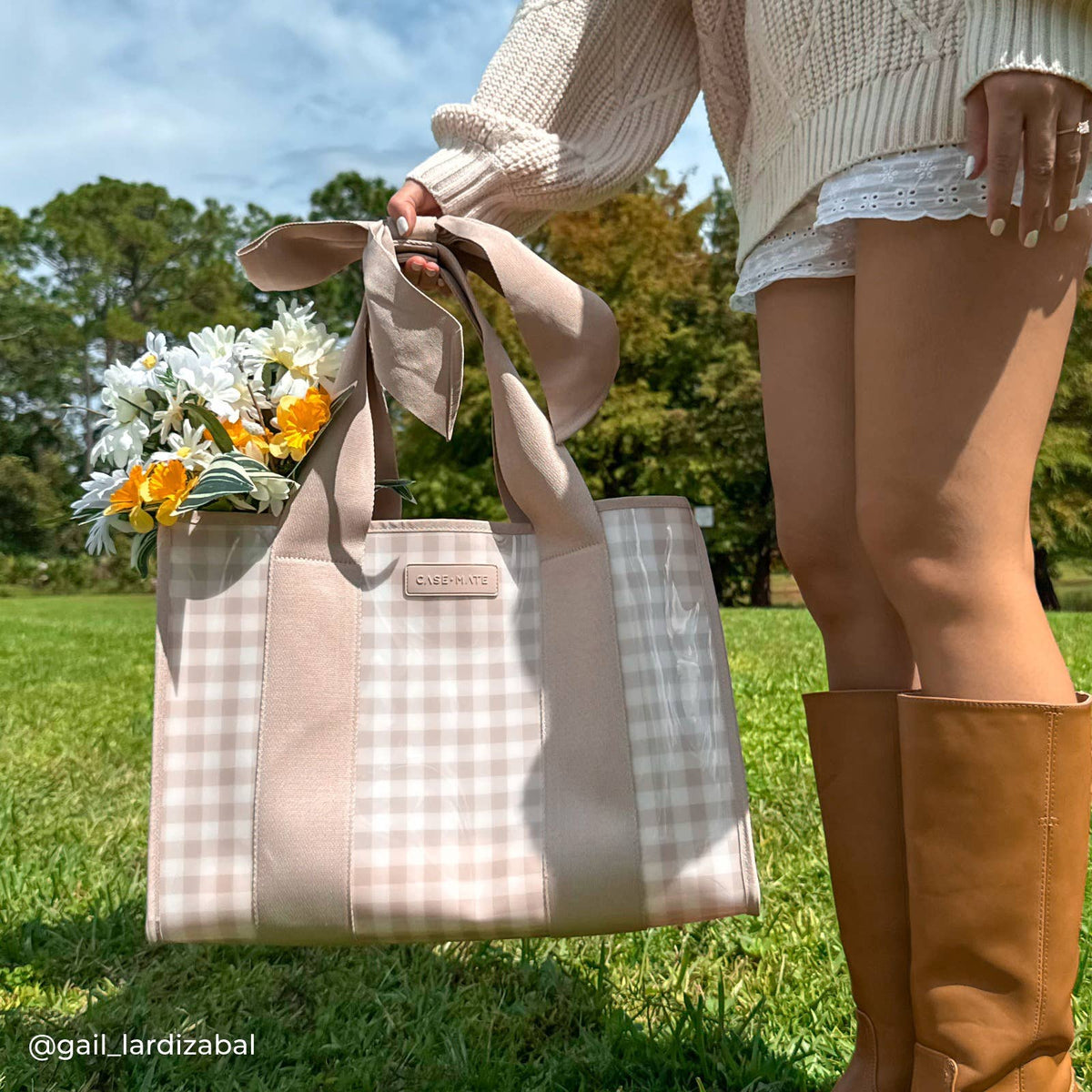 Case-Mate Latte Gingham Bow Jelly Tote Bag
