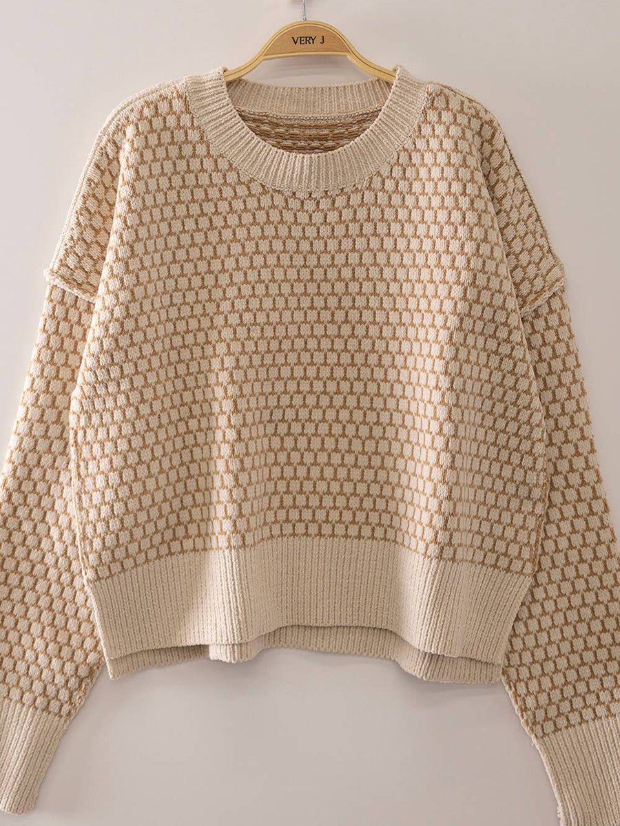 Oatmeal Textured Knit Sweater