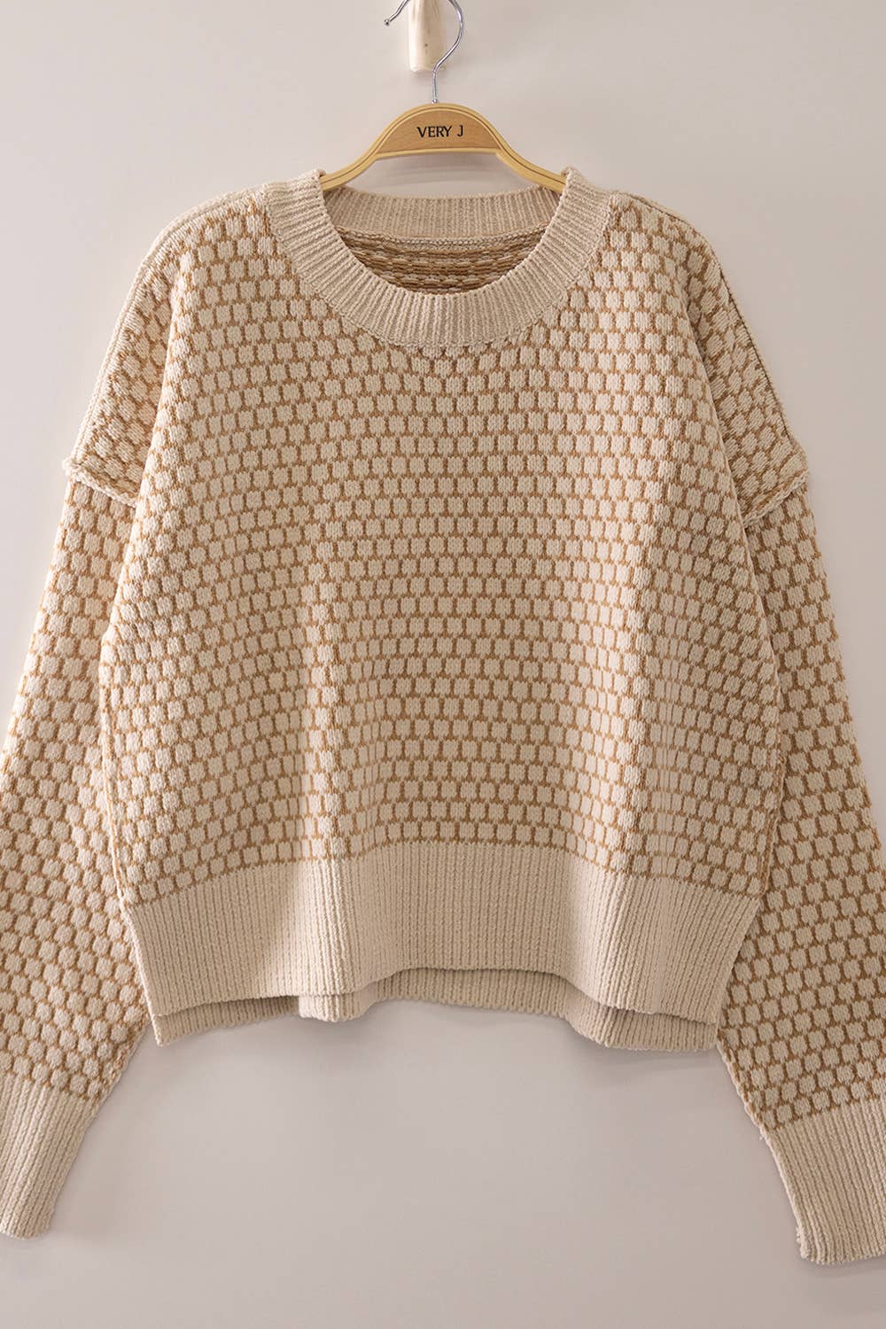Oatmeal Textured Knit Sweater