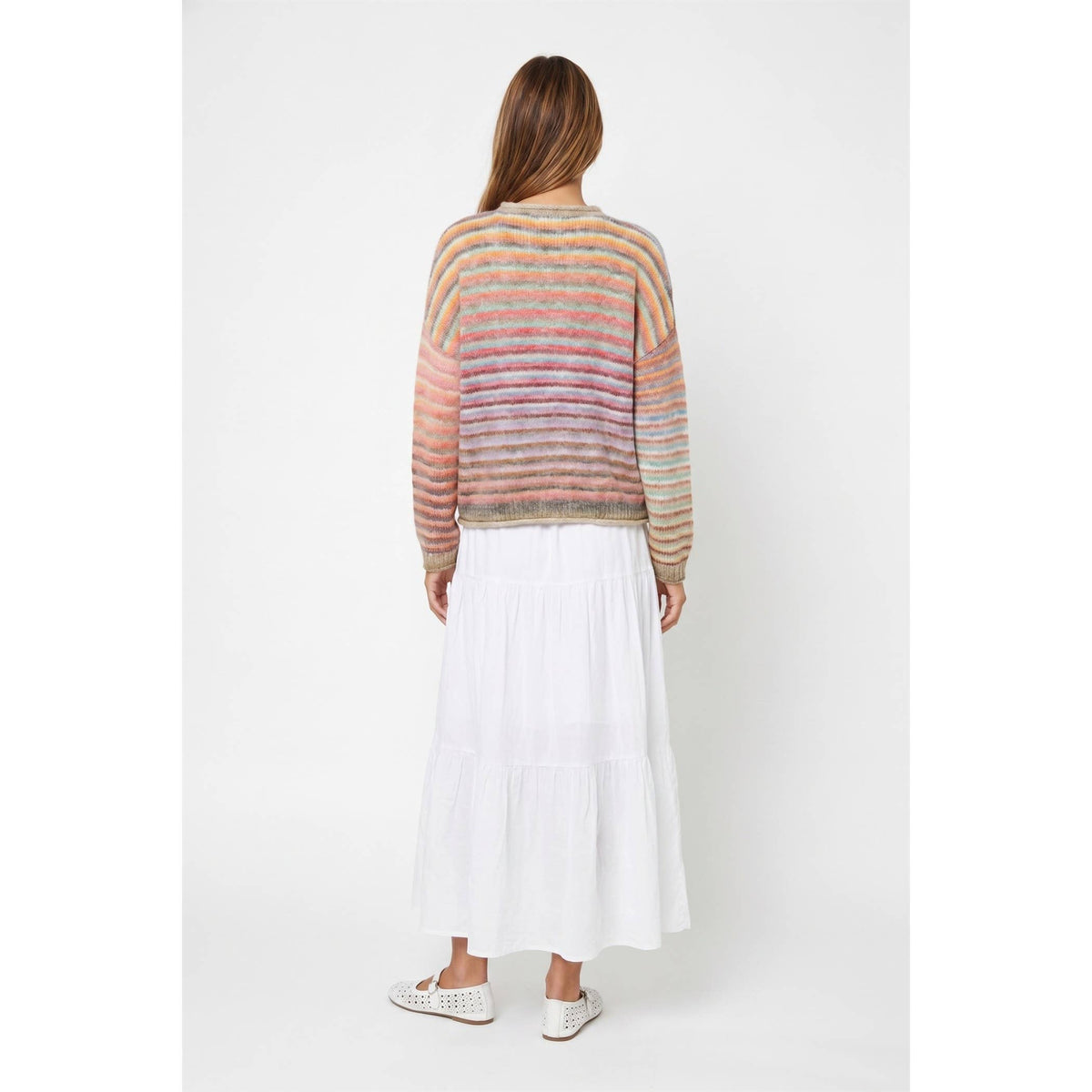 Multicolor Striped Button-Front Cardigan