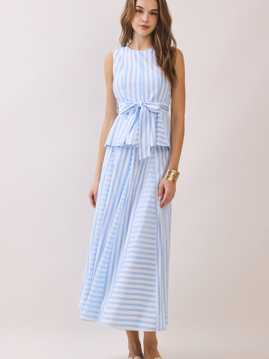 Striped A Line Midi Skirt