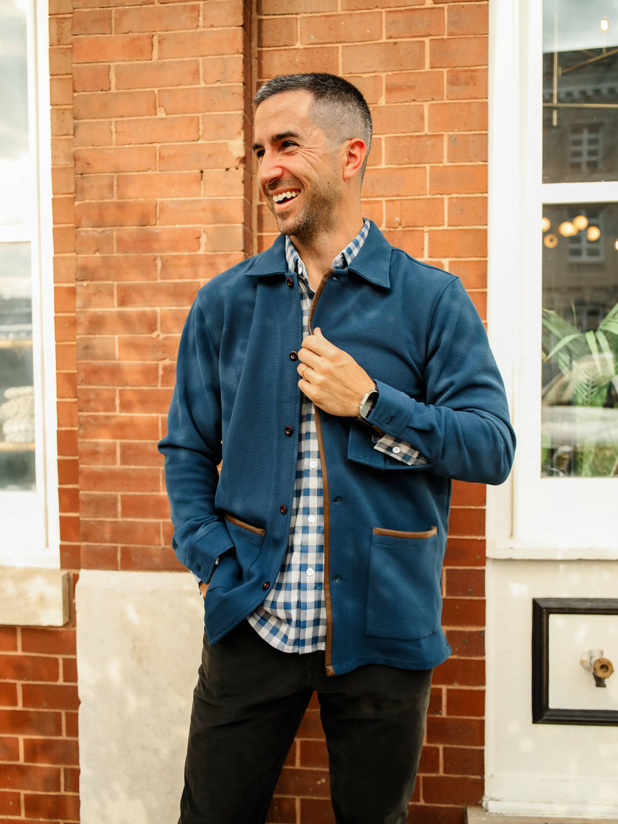 Navy Waffle Smoking Jacket