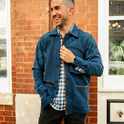 Navy Waffle Smoking Jacket